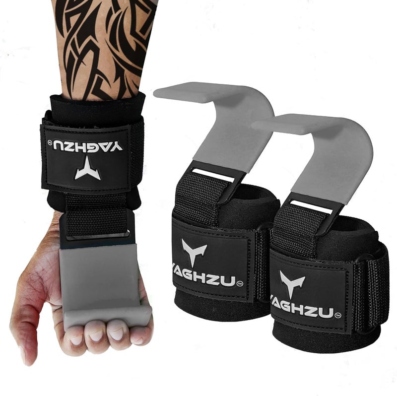YAGHZU Weight Lifting Hooks, Padded Weight Lifting Straps Wrist Straps for Men and Women, Premium Deadlift Straps for Weightlifting and Powerlifting, Weight Lifting Gloves for Pull Ups - Image 1